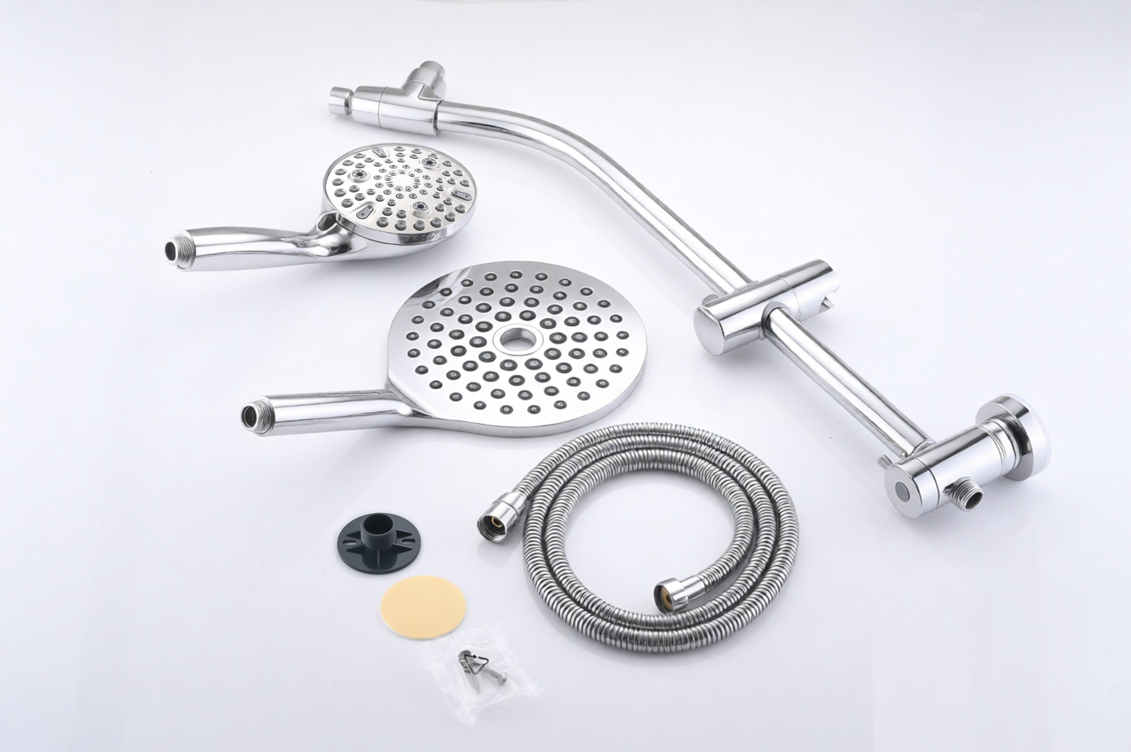High Pressure Dual Shower Head Set - 26 Inch Tool-Free Adjustable Slide Bar