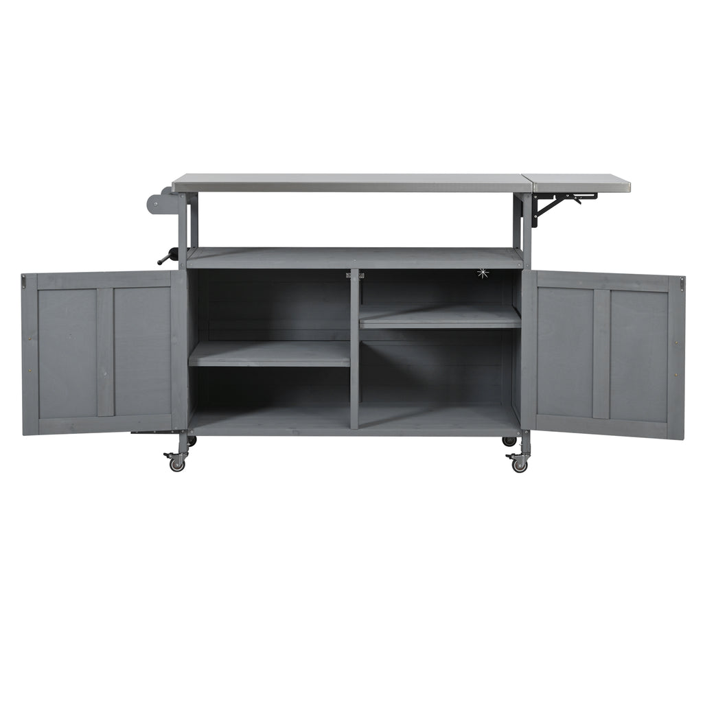 Foldable Outdoor Kitchen Island with Lockable Wheels