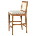 Kirkby Outdoor Barstool with Cushion, Teak Finish Wood