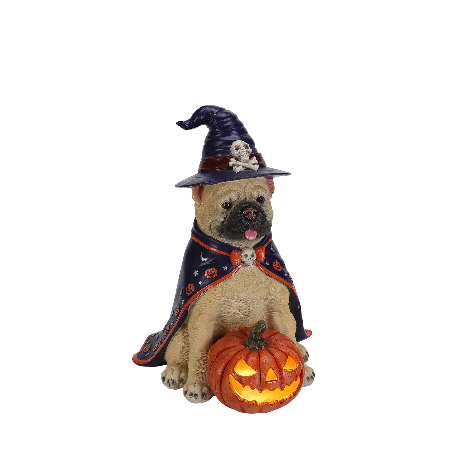 Halloween Bulldog Witch Statue