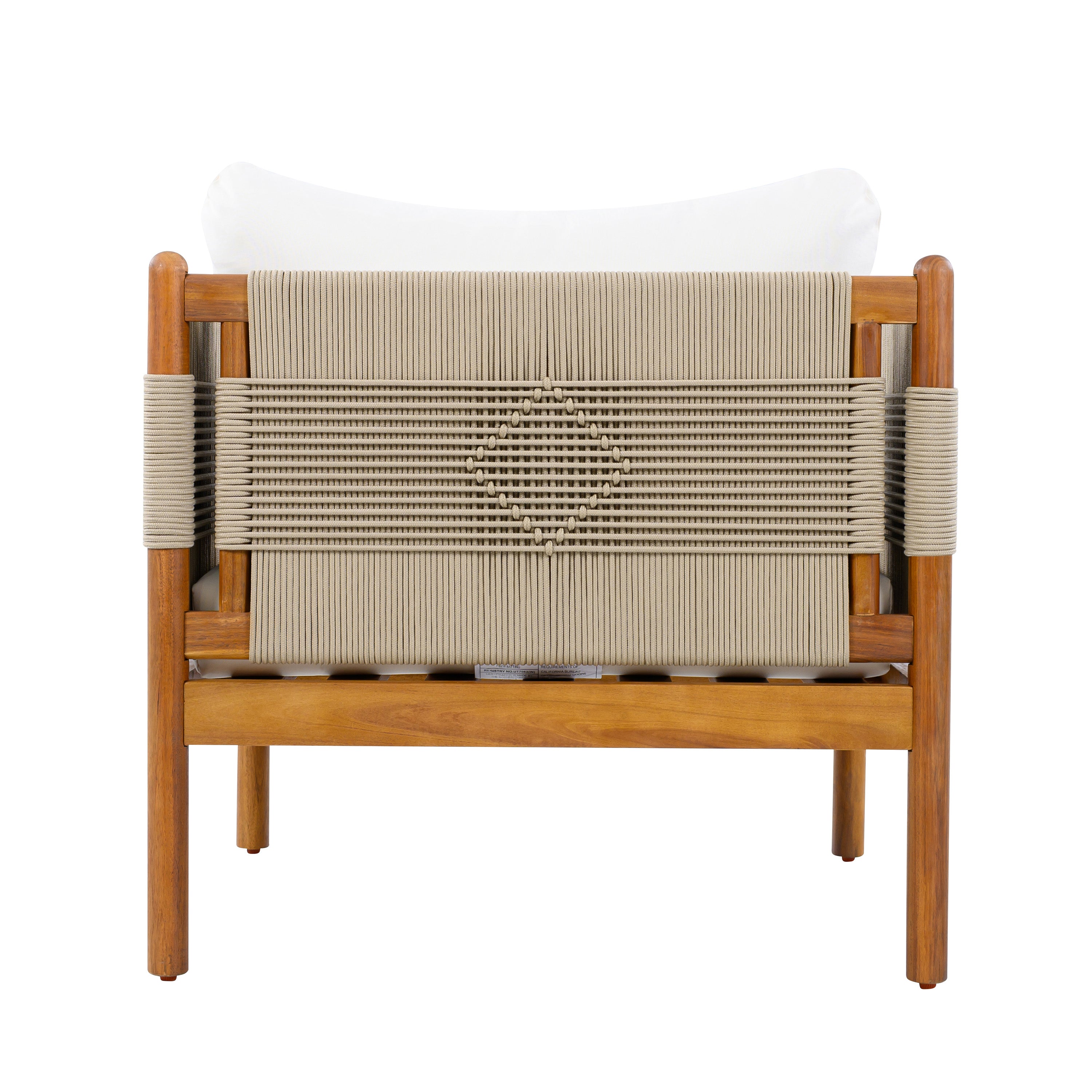 Outdoor Acacia Wood Club Chair with Diamond Rope Weave & Cushions