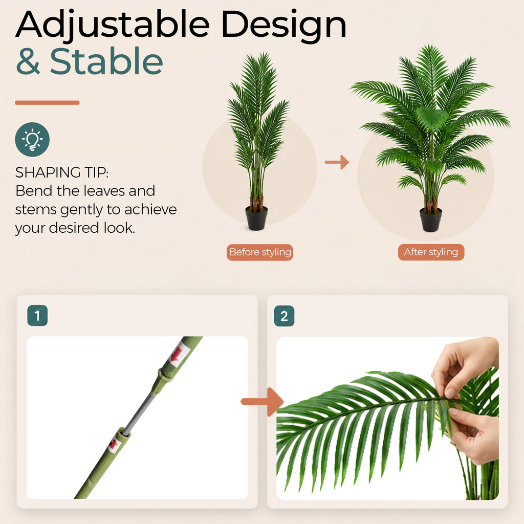 Artificial Palm Tree 6ft, Large Fake Tropical Tree with 23 Fronds