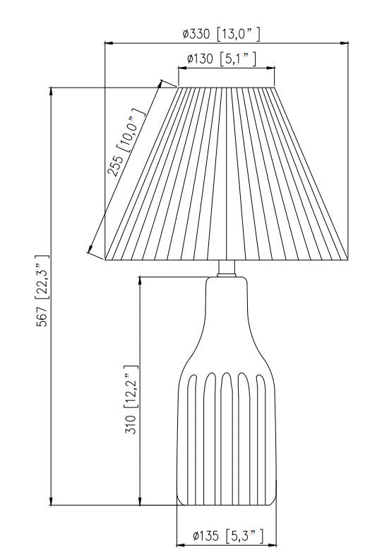 Ceramic Table Lamp with Folding Pleated Shade, 22.3-Inch, White