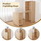 Stretchable Desk with Storage Shelves and Mobile Wheels
