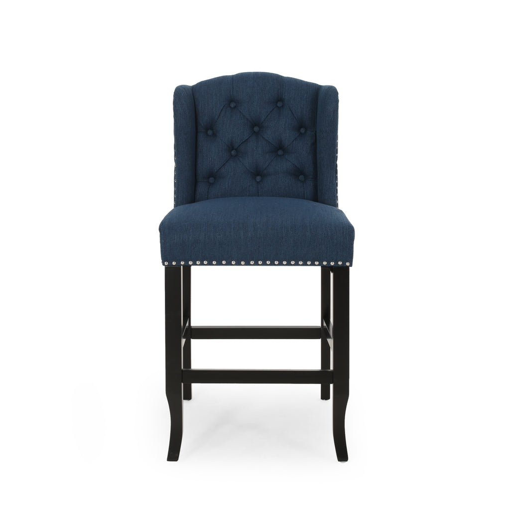 Vienna Contemporary Fabric Tufted Wingback Counter Stools, Set of 2