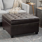 Upholstered Tufted PU Leather Storage Ottoman