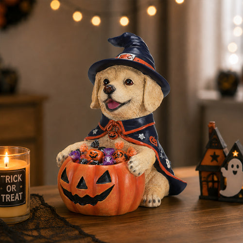 Halloween Labrador Retriever Witch Puppy Figurine