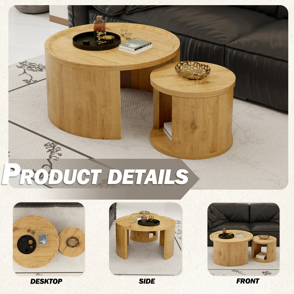 Round Nesting Coffee Table Set of 2