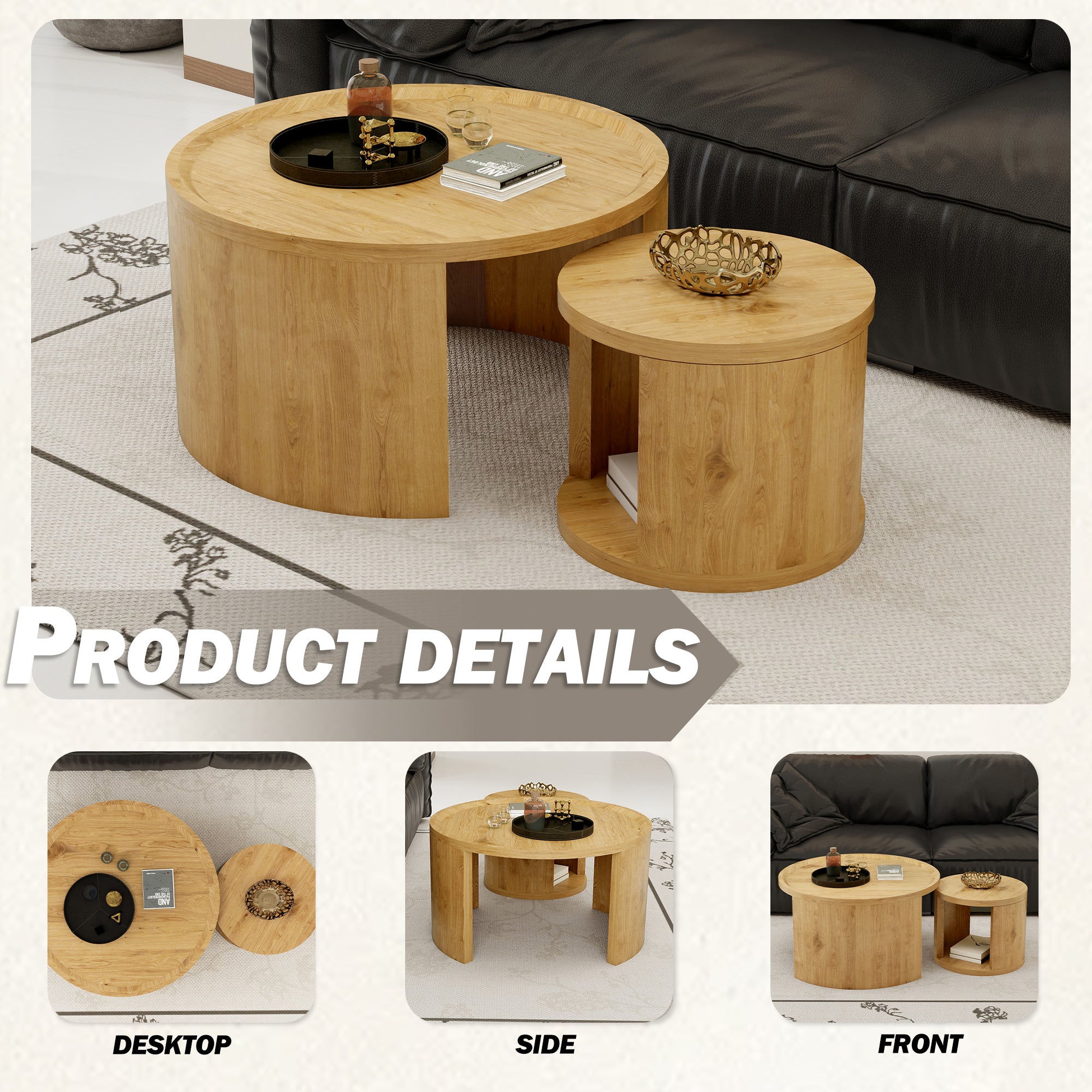 Round Nesting Coffee Table Set of 2