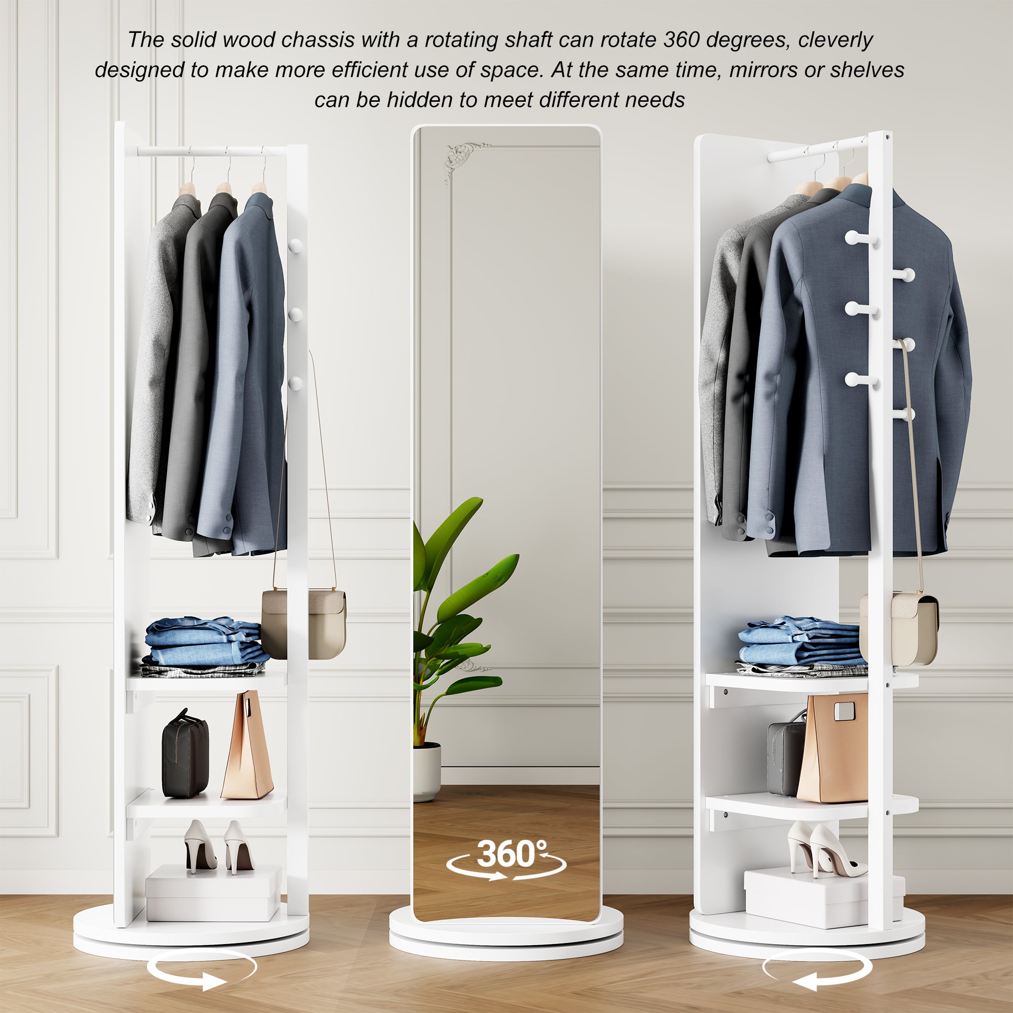 360° Rotating 66" x 17.8" Multifunctional Full Length Mirror