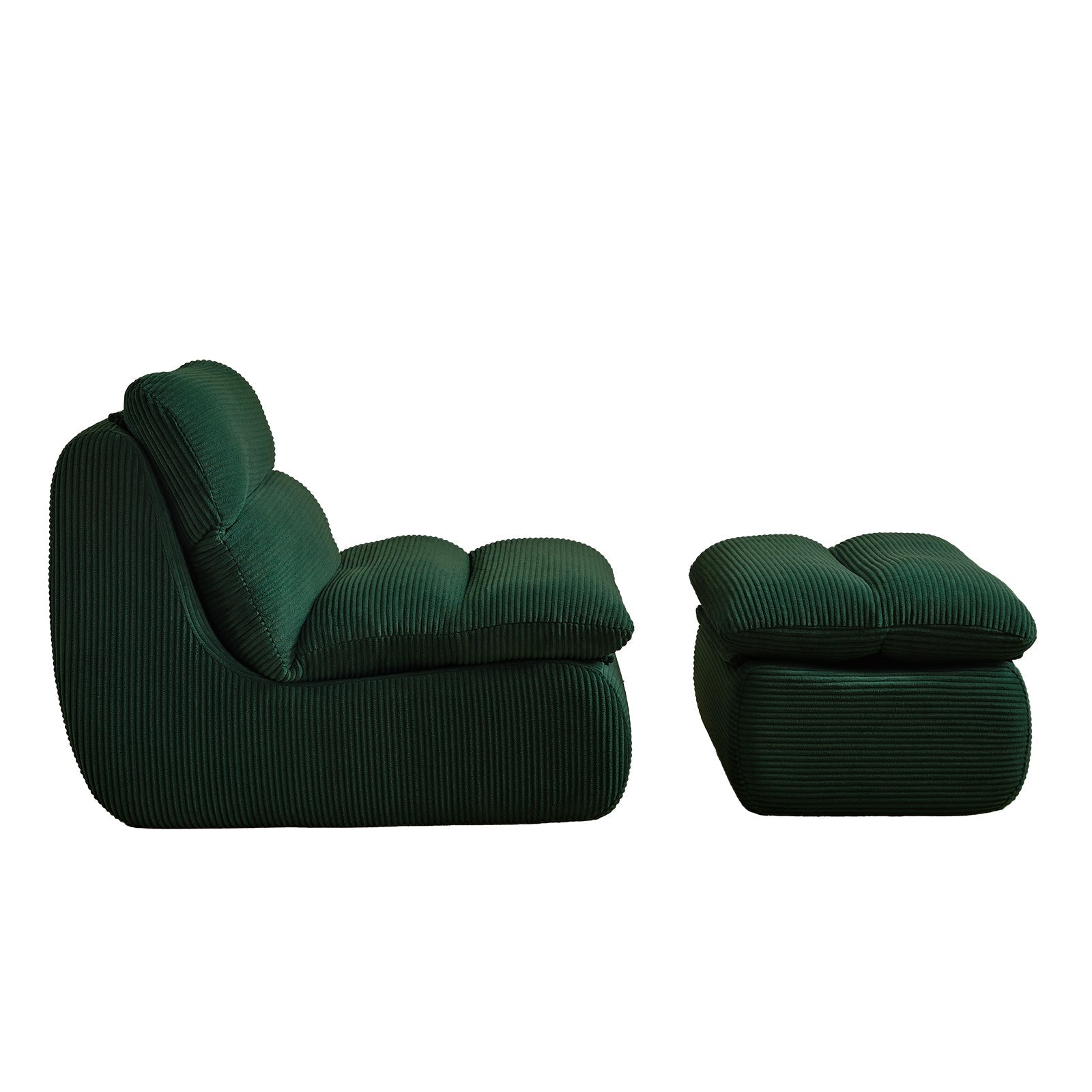 Modern Compressed Lounge Chair with Ottoman - Cozy Corduroy Recliner