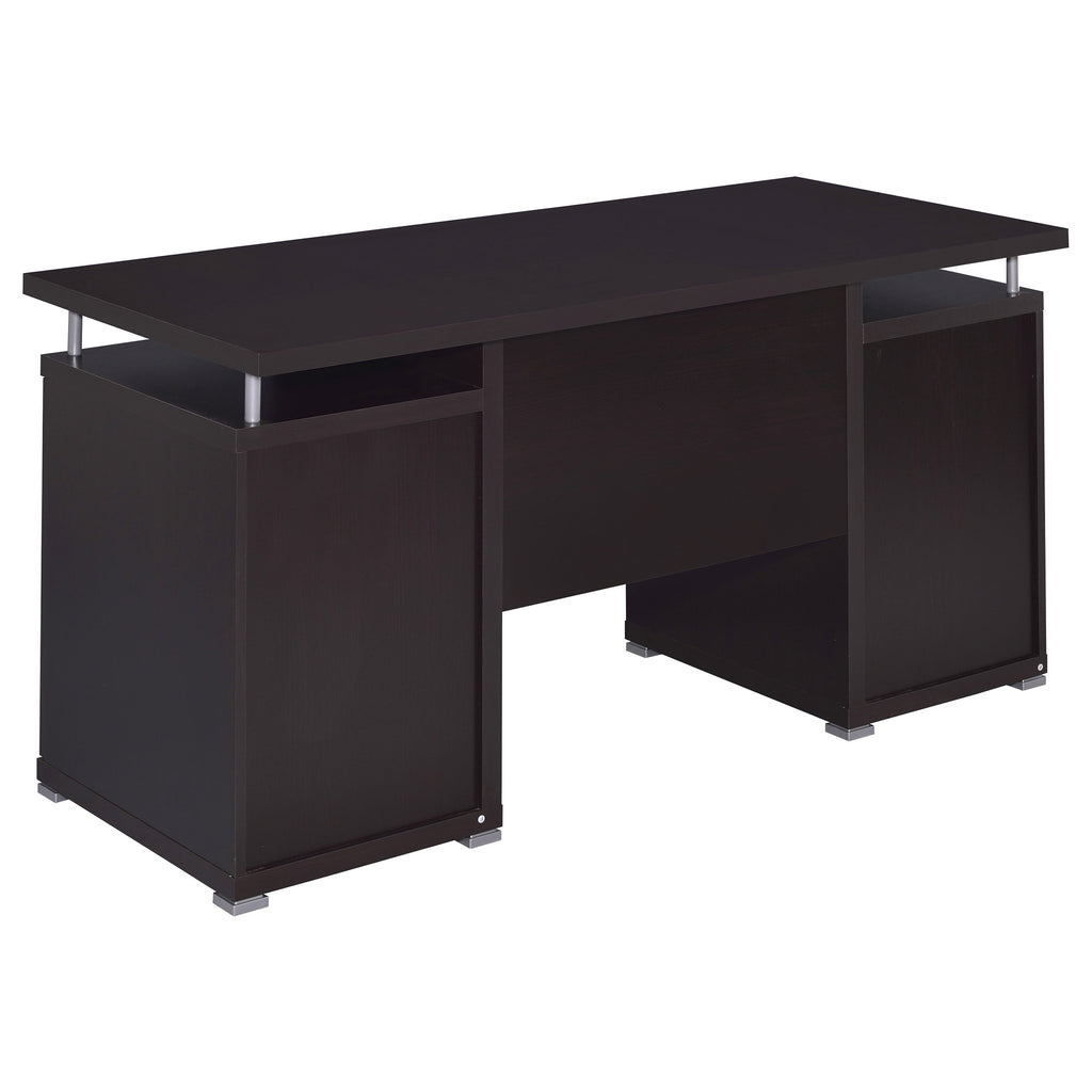 Rochelle Cappuccino 2-Drawer Office Computer Desk