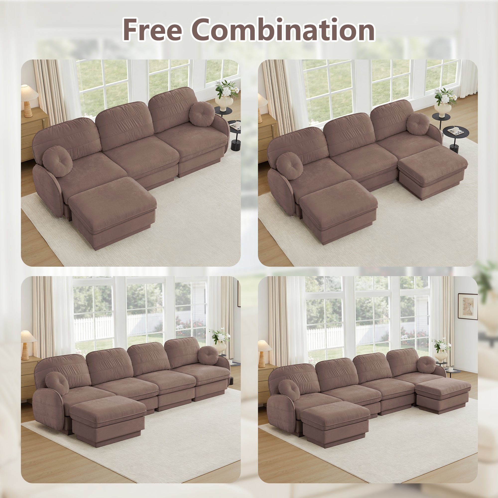 137" Chenille Cloud 4-Seater Sofa