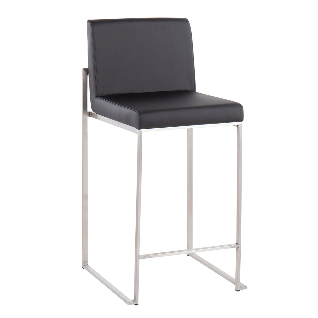 High Back Counter Stool in Stainless Steel