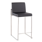 High Back Counter Stool in Stainless Steel