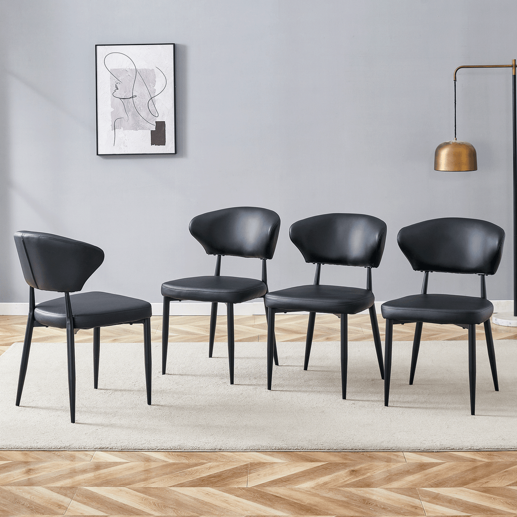Black Minimalist Ergonomic Dining Chair - Set of 4