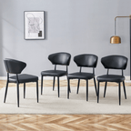 Black Minimalist Ergonomic Dining Chair - Set of 4