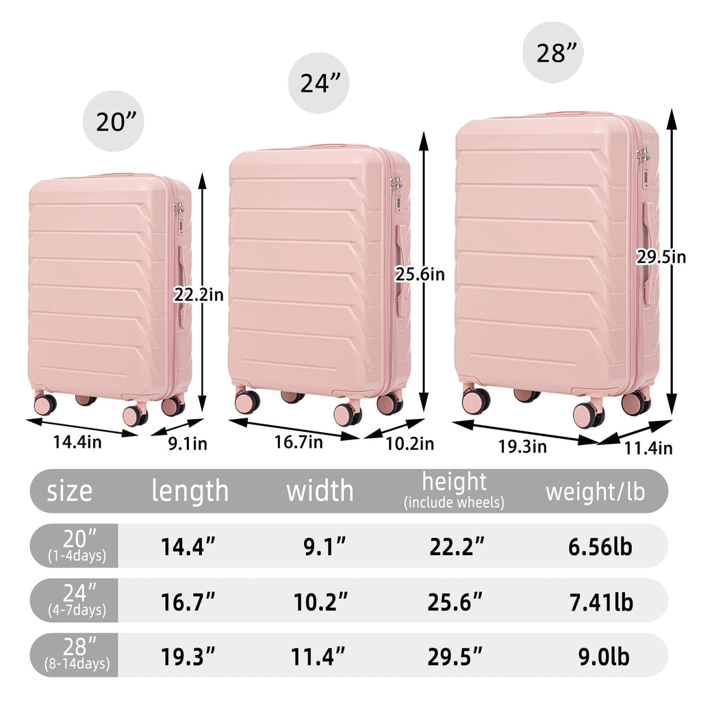 HIFINE TOURIST 20"/24"/28" 3 pcs/set in ABS Spinner Wheel Luggage