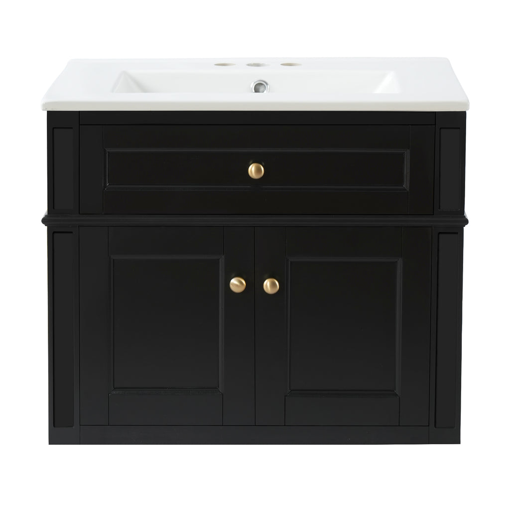 24" Wall Mounted Modern Bathroom Vanity with Soft-Close Hinges