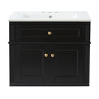24" Wall Mounted Modern Bathroom Vanity with Soft-Close Hinges