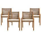 Outdoor Dining Chair Set - Acacia Wood and Wicker