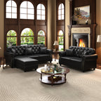 Upholstered Faux Leather Sofa with Nailhead Trim