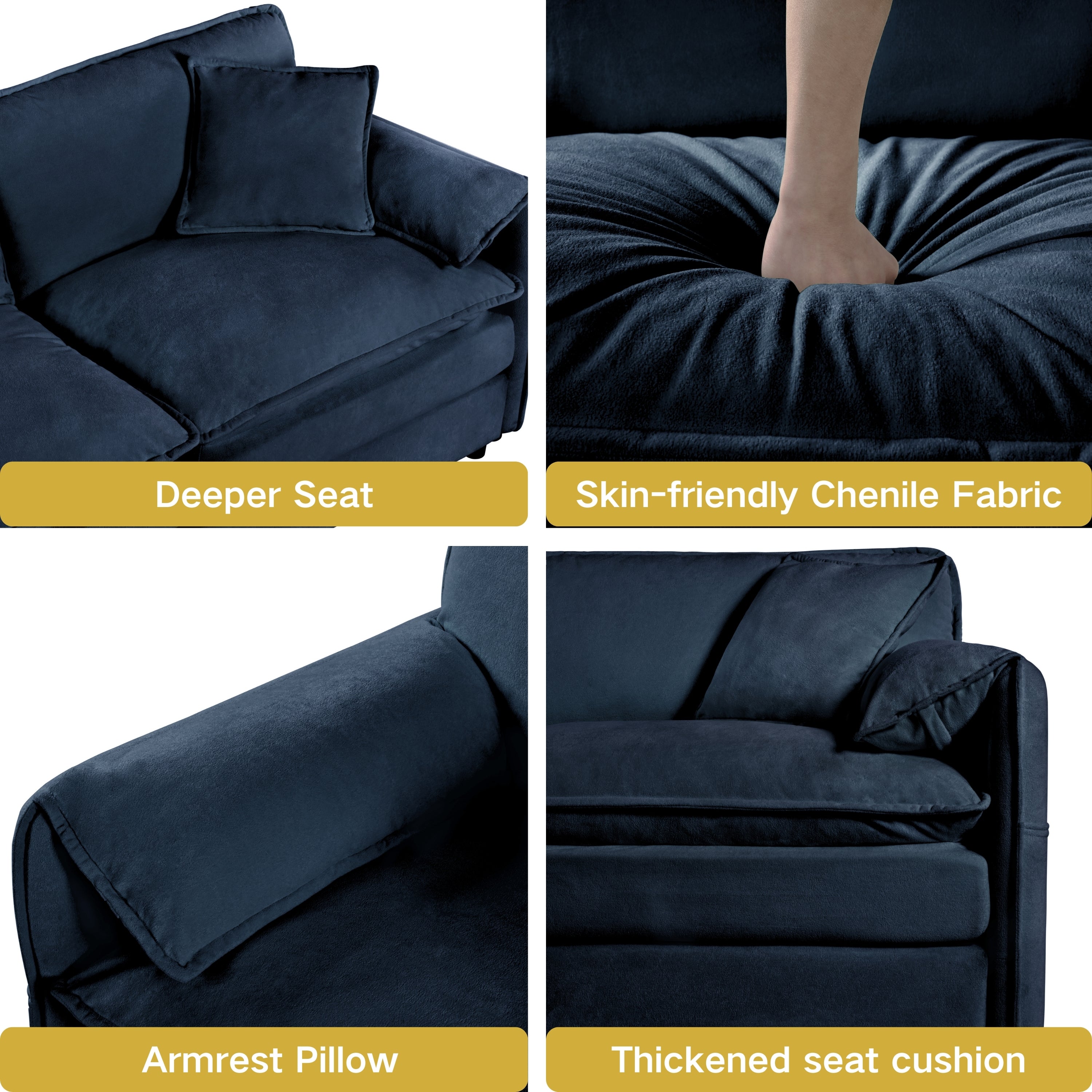 Oversized Chenille Accent Chair Set of 2