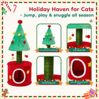 Cat Tree Tower for Indoor Cats - Green & Red