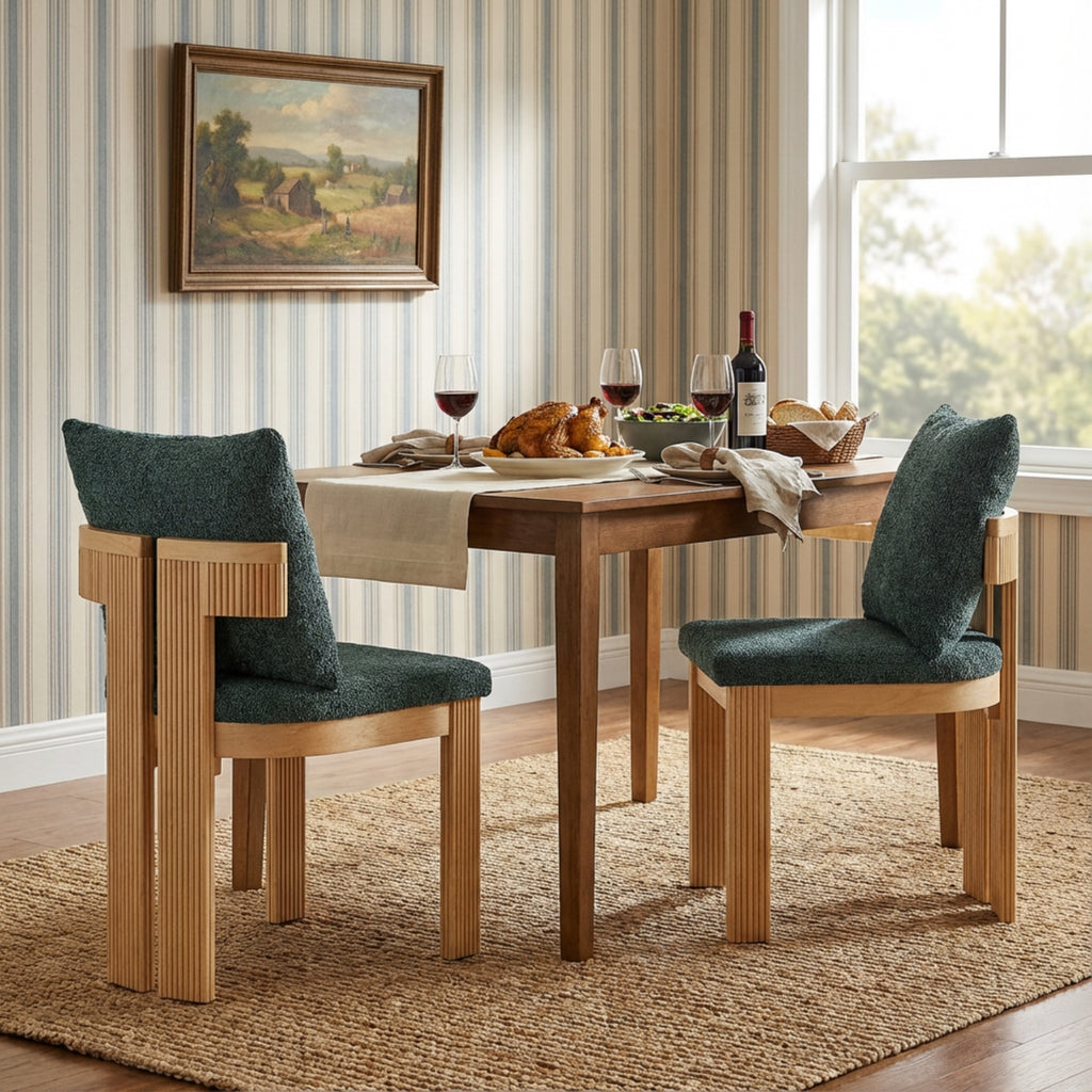 Indoor Boucle Dining Chair Set of 2