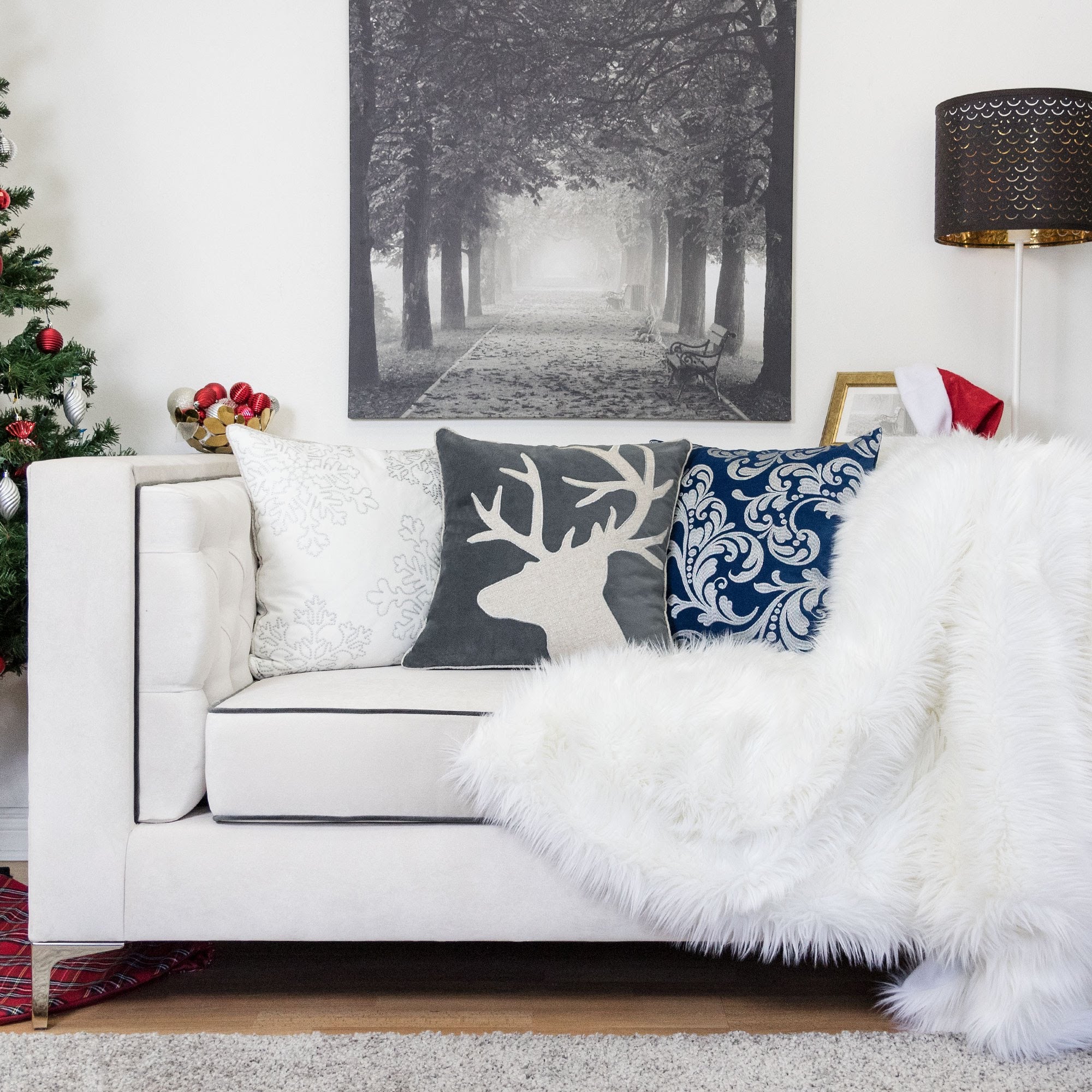 Holiday Reindeer Velvet Accent Pillow 20x20
