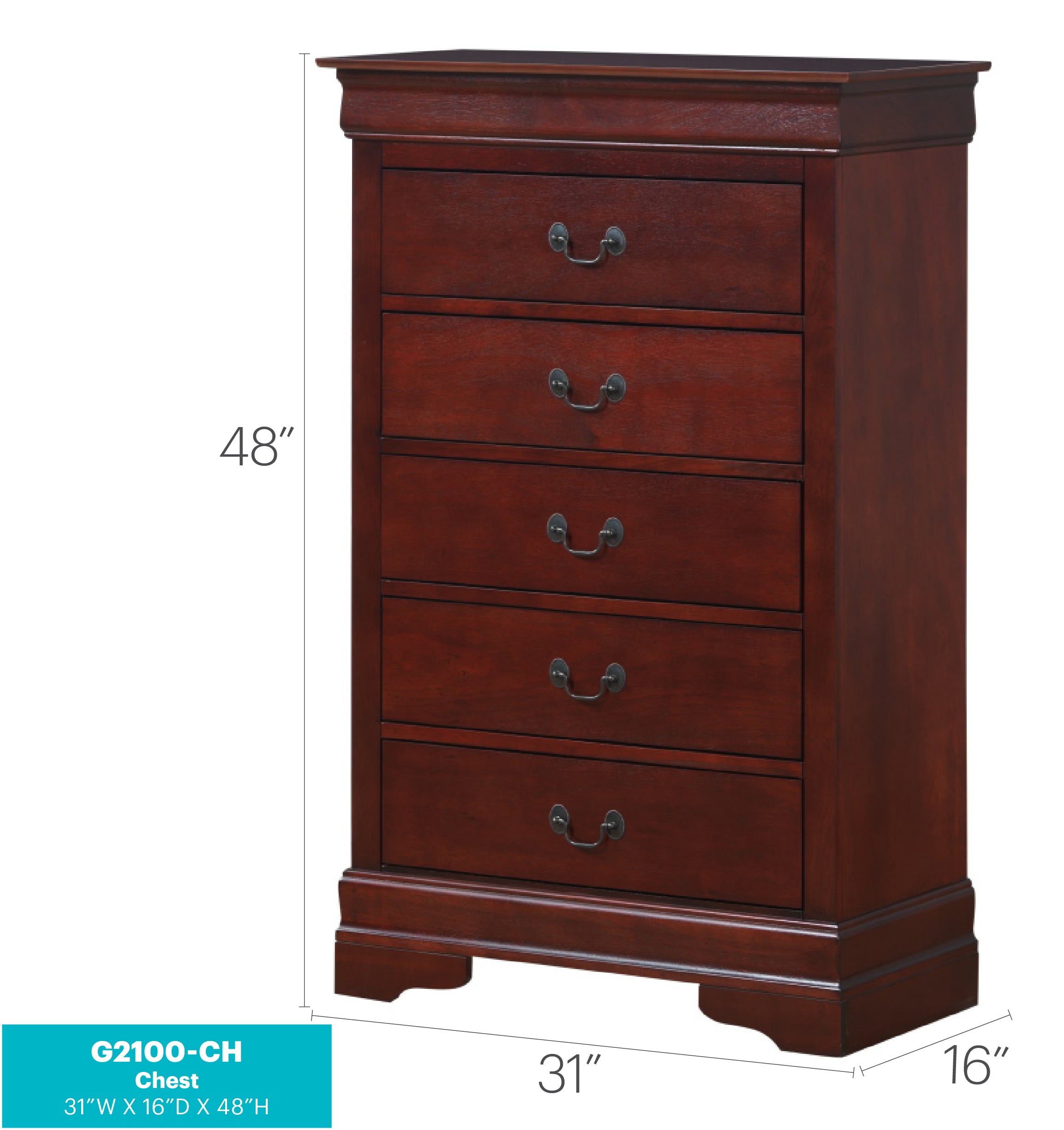 LouisPhillipe G2100-CH Chest in Cherry