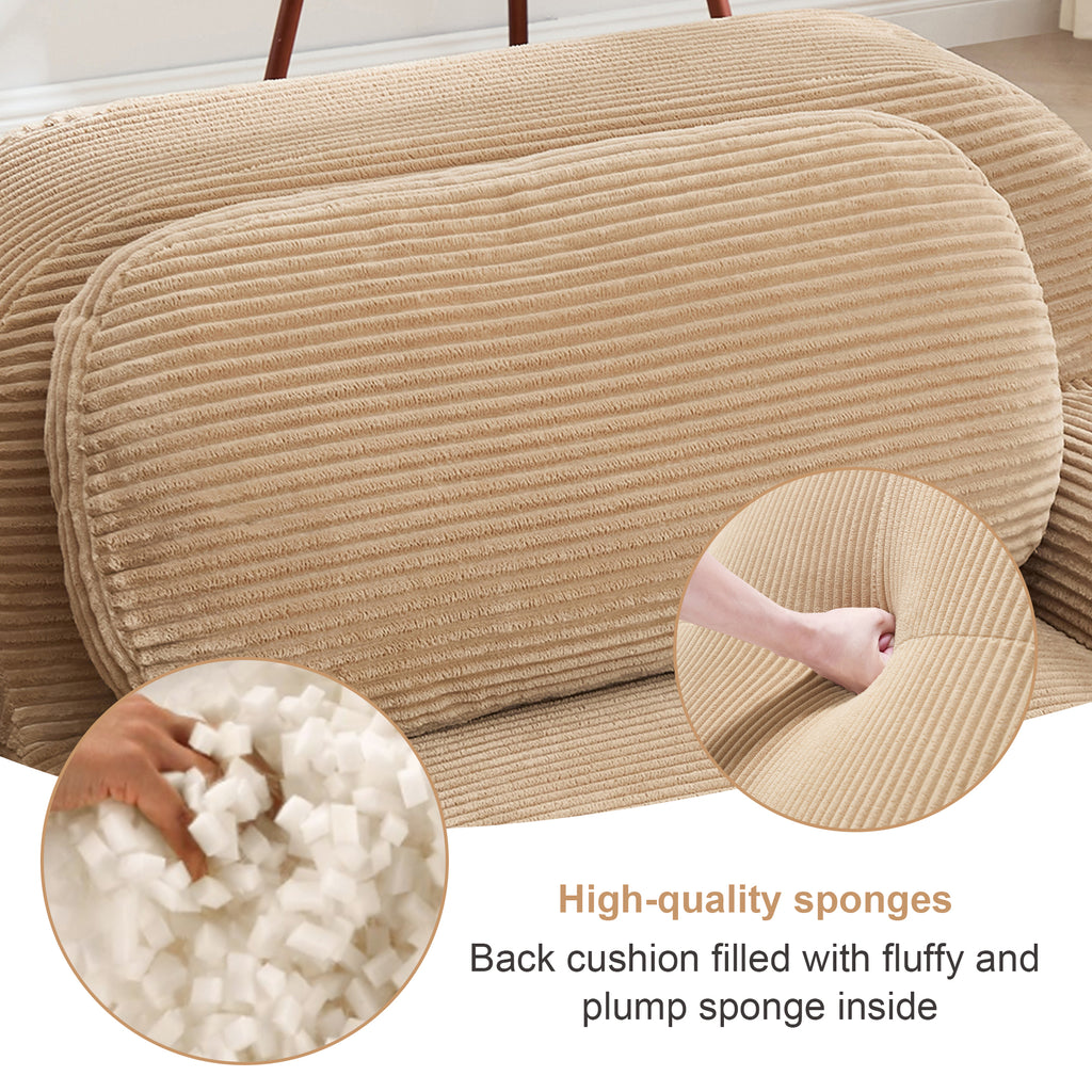 Three-Seat Modular Sofa with 3 Ottomans - Camel