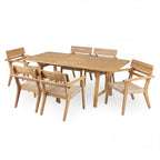 7-Piece Extendable Acacia Wood Outdoor Dining Set
