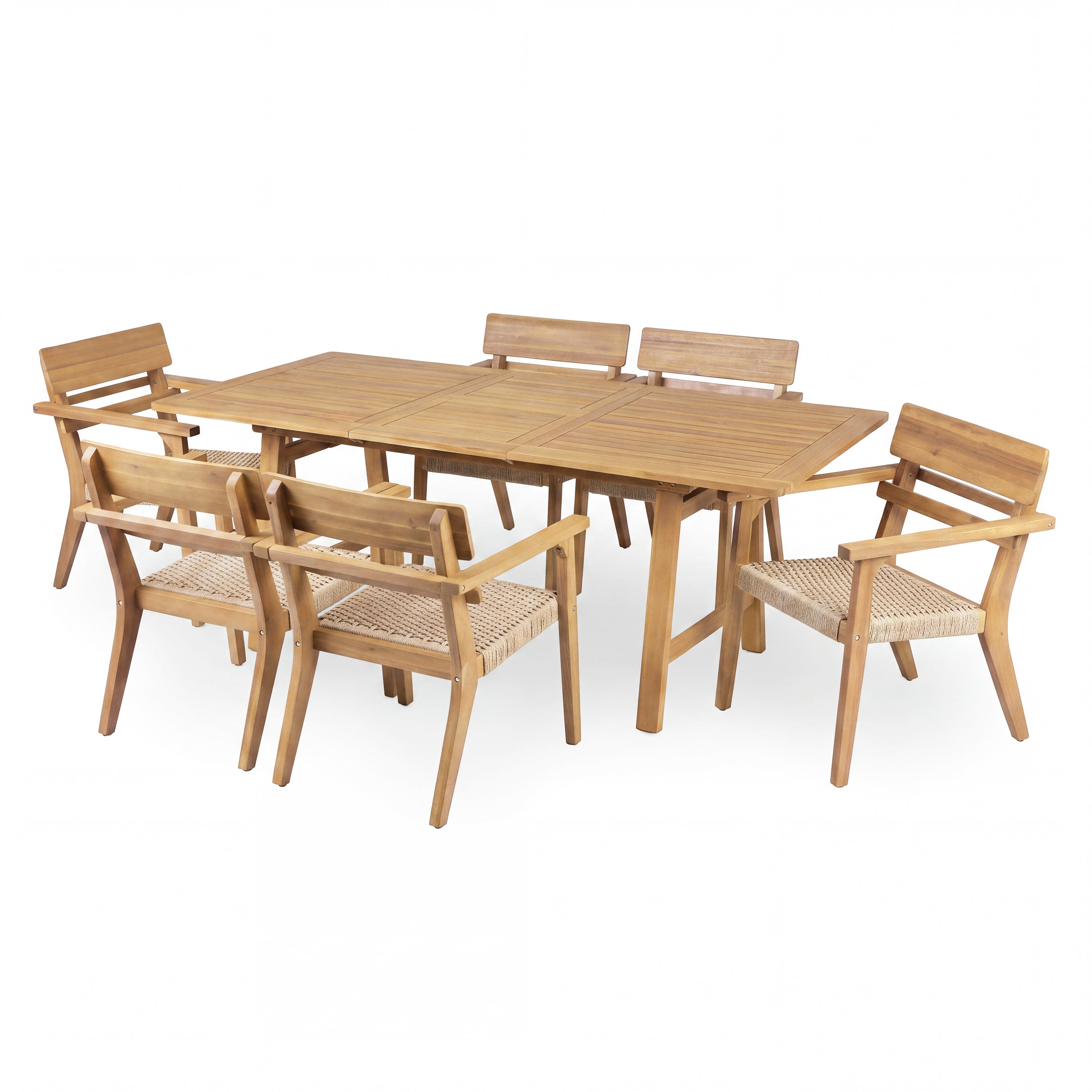 7-Piece Extendable Acacia Wood Outdoor Dining Set