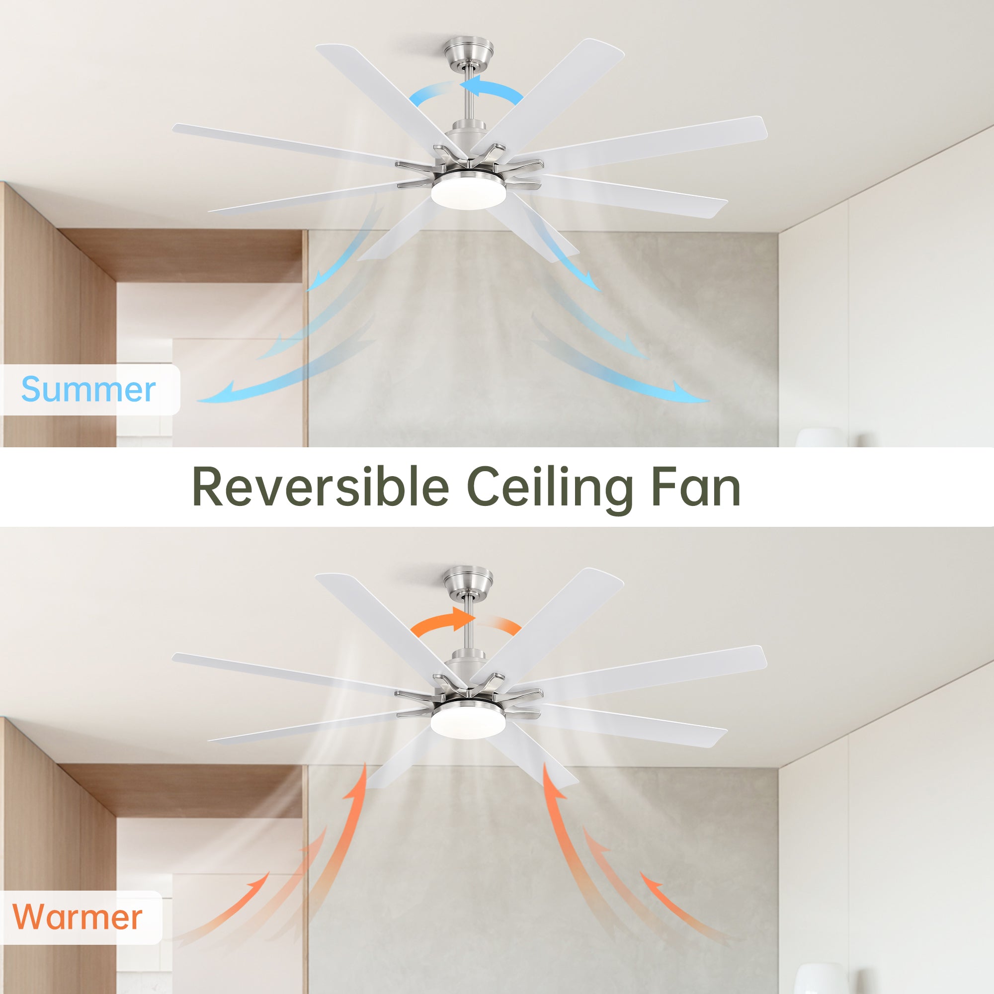 66 Inch Modern Ceiling Fan With Dimmable LED Light