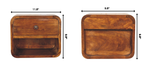 Solid Wood Mini Curve Floating Nightstand, 1-Drawer, Chestnut