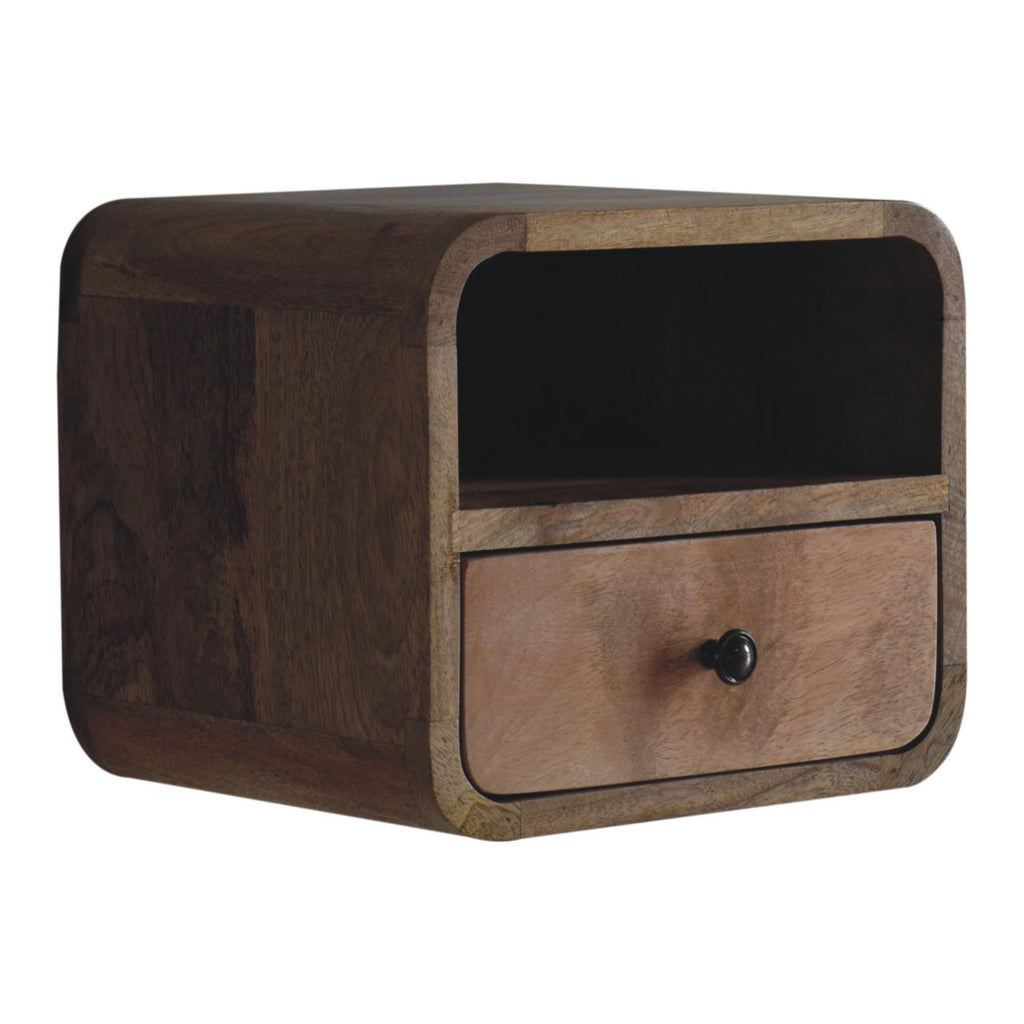 Extra Mini Wall-Mounted Curved Oak-ish Nightstand