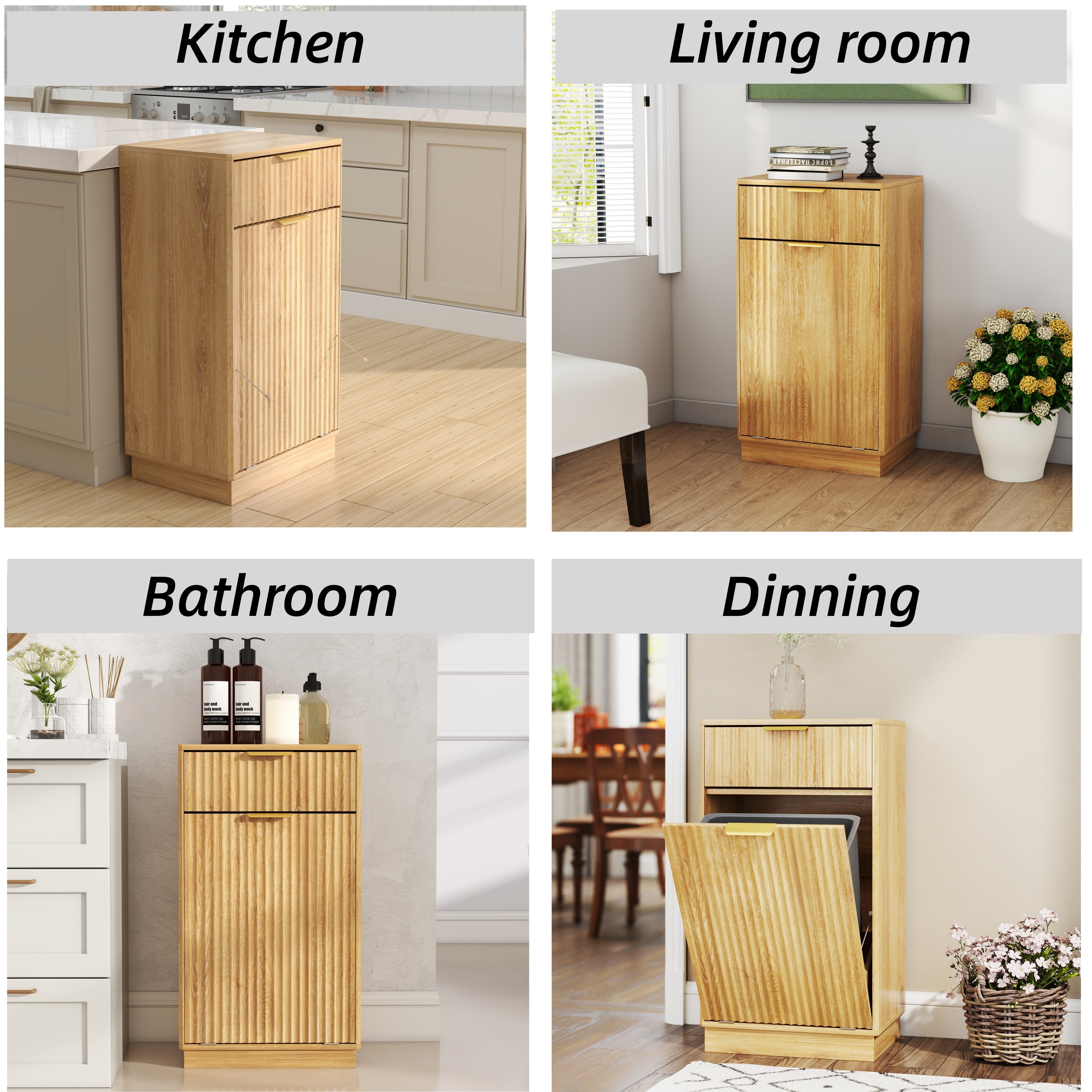 10-Gallon Woodgrain Tilt-Out Trash Can Cabinet