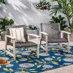 Hampton Wood + Wicker Club Chair Set of 2