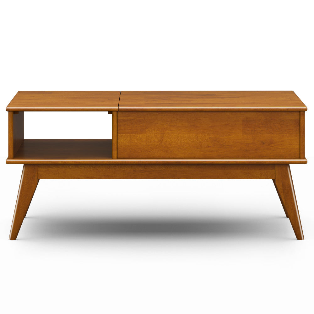 Draper 48 Inch Wide Solid Wood Lift Top Coffee Table in Teak