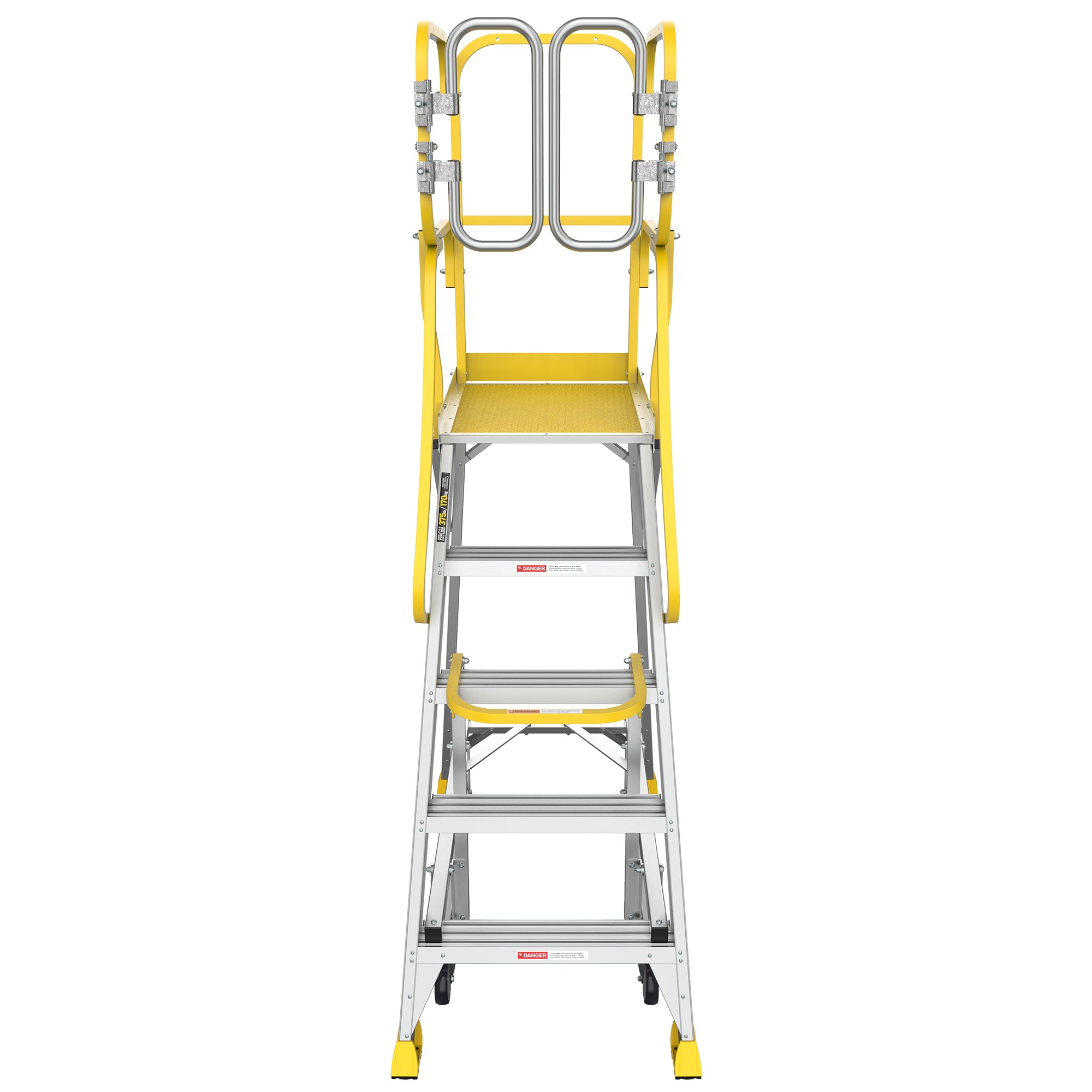 5 Step 375lbs Aluminum Rolling Platform Ladder