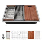 30" Undermount Kitchen Sink - 16 Gauge Stainless Steel Workstation