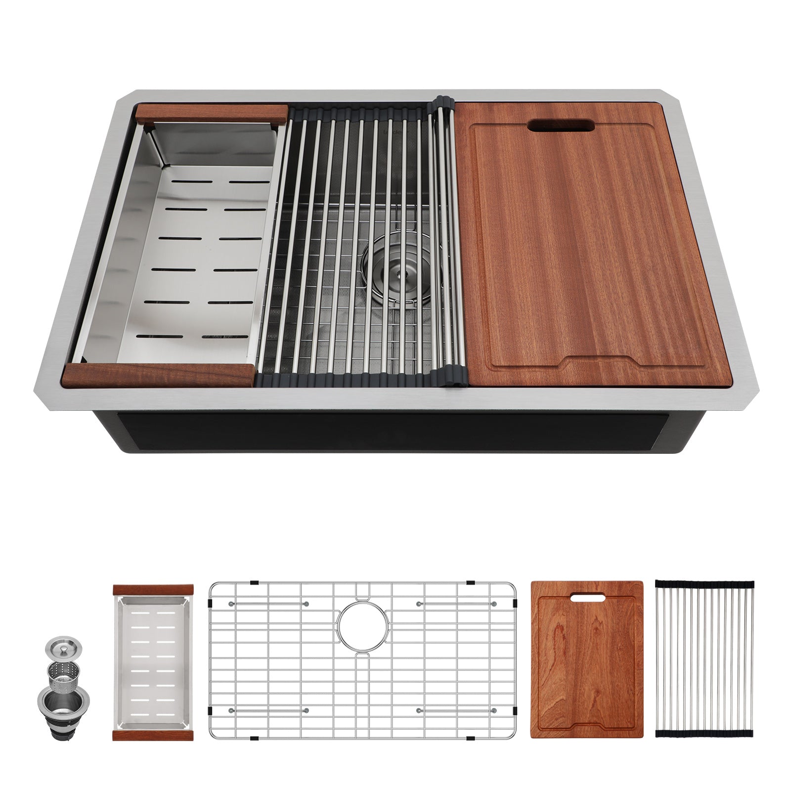 30" Undermount Kitchen Sink - 16 Gauge Stainless Steel Workstation