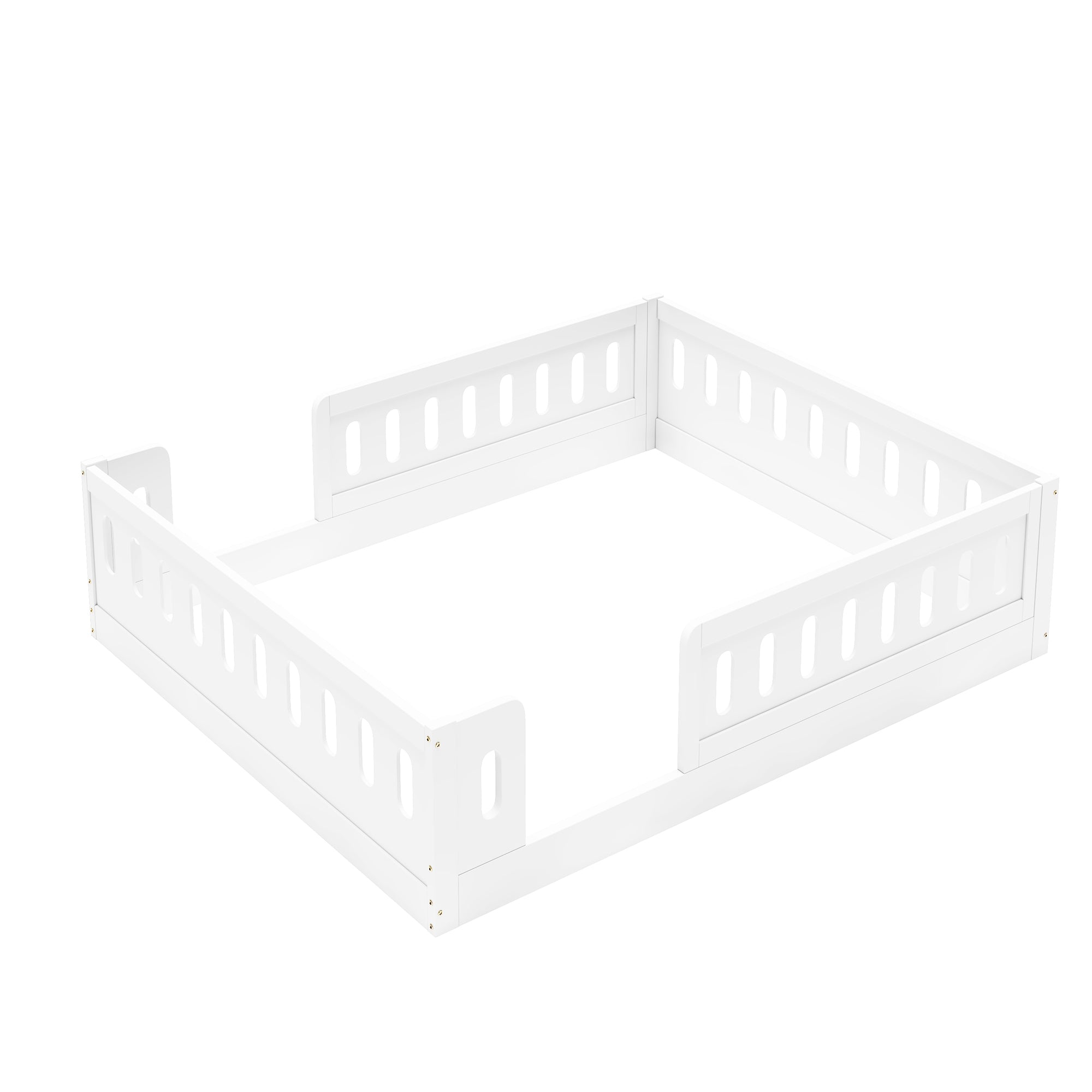 Wood Full Size Platform Bed with Guardrail
