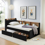 Twin Size Upholstery Velvet Day Bed with Storage Headboard