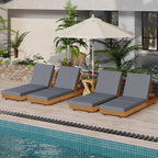Lounge Chaise Set, Acacia Solid Wood with Lounge Cushion