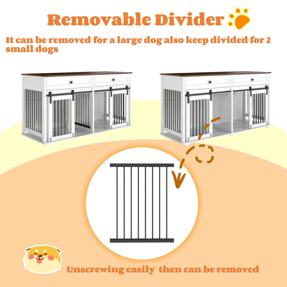 63" Large Dog Crate Furniture for Double Dogs