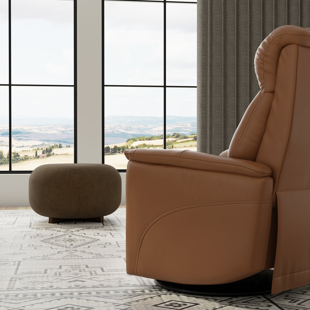 Global Home Swivel Glider Recliner with Manual Adjustable Headrest & Footrest