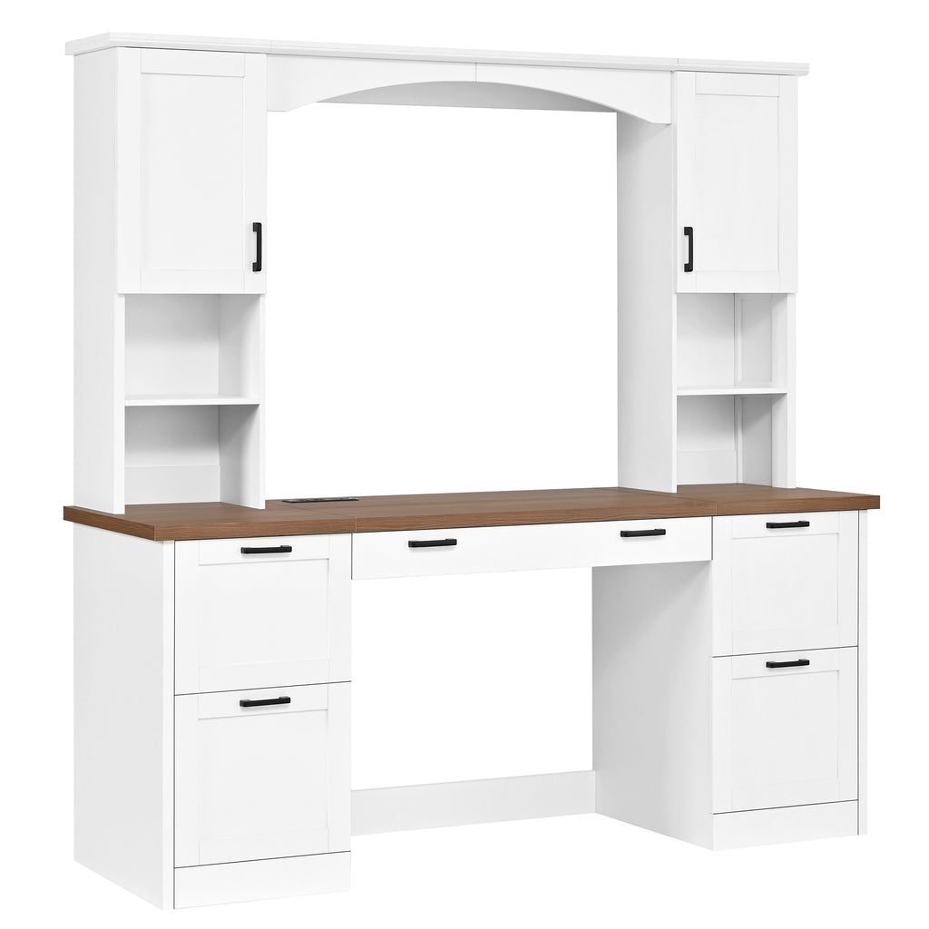 On-Trend Farmhouse Arched Computer Desk with Hutch