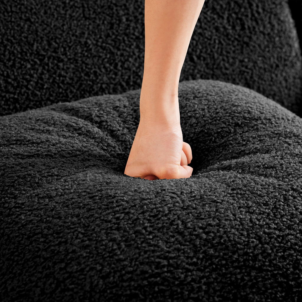 Armless Sofa With Pillow - Teddy Fabric in Black